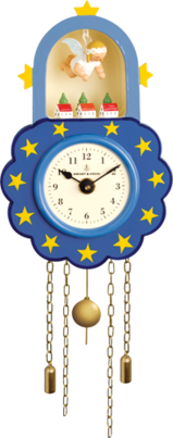 5202/5, Wall Clock, Blue, with Suspended Angel 