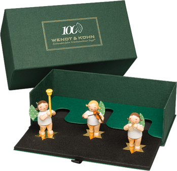 650/SET2023/LE, Trio of Anniversary Angels, on Gold-plated Star-shaped Bases