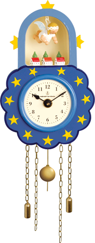 5202/5, Wall Clock, Blue, with Suspended Angel 