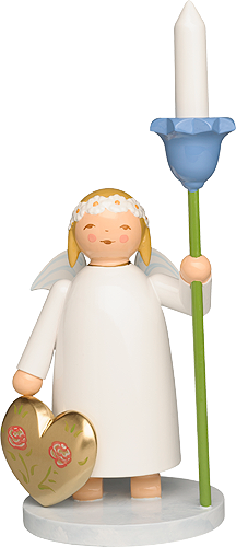 Marguerite Angel with Heart and Flower, with wooden Candle
