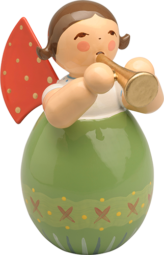 Angel with Small Trumpet in Green Egg, with Pattern