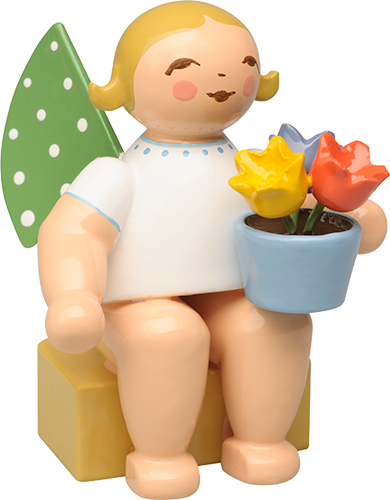 Calendar Figurine 2027, Angel with Flower Pot