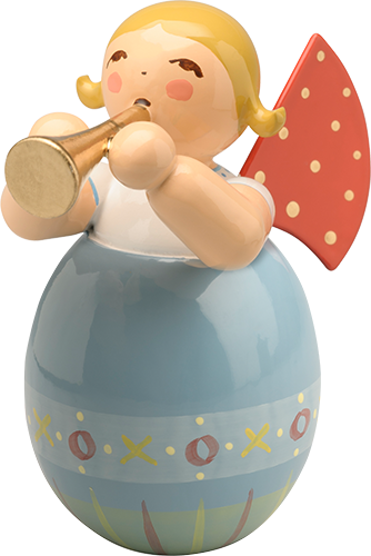 Angel with Small Trumpet in Blue Egg, with Pattern