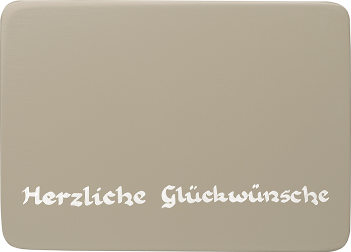 Inscribed Base Plate, Silver Grey, „Herzliche Glückwünsche“ (“Many Thanks”)