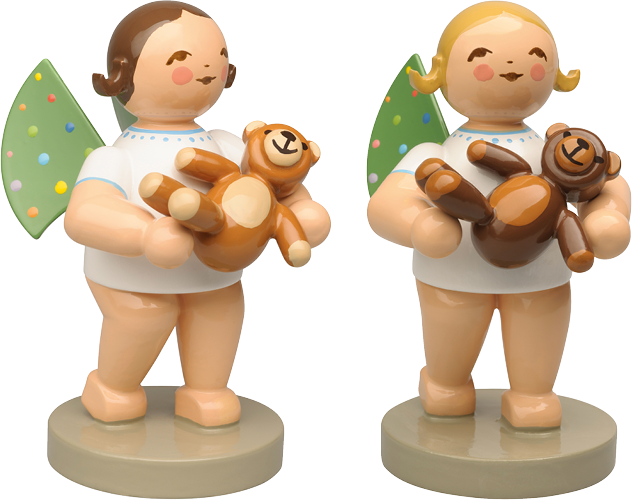 Angel with Colored Dots on its Wings and Teddy Bear